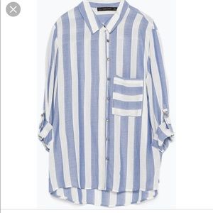 Cute Zara blue wide striped shirt